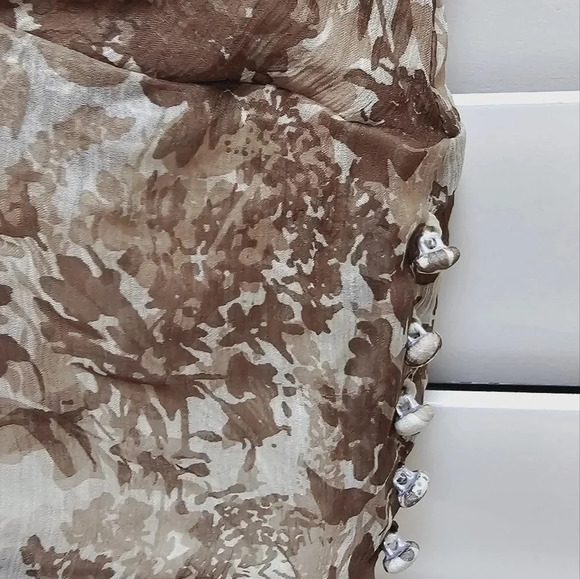 Teenflo TF Silk Floral Brown Top  Blouse Size M - Picture 4 of 5